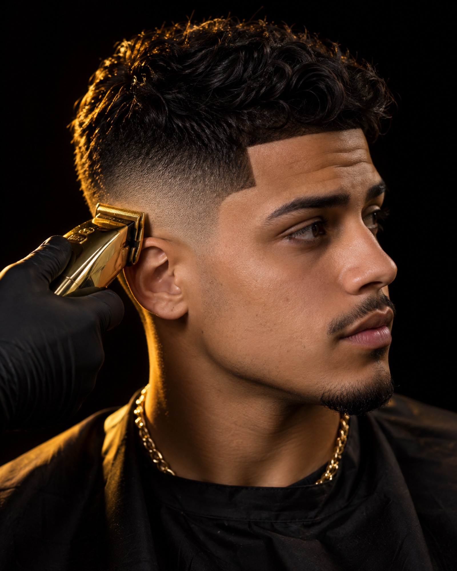 Puerto Rican man with a fresh mid skin fade