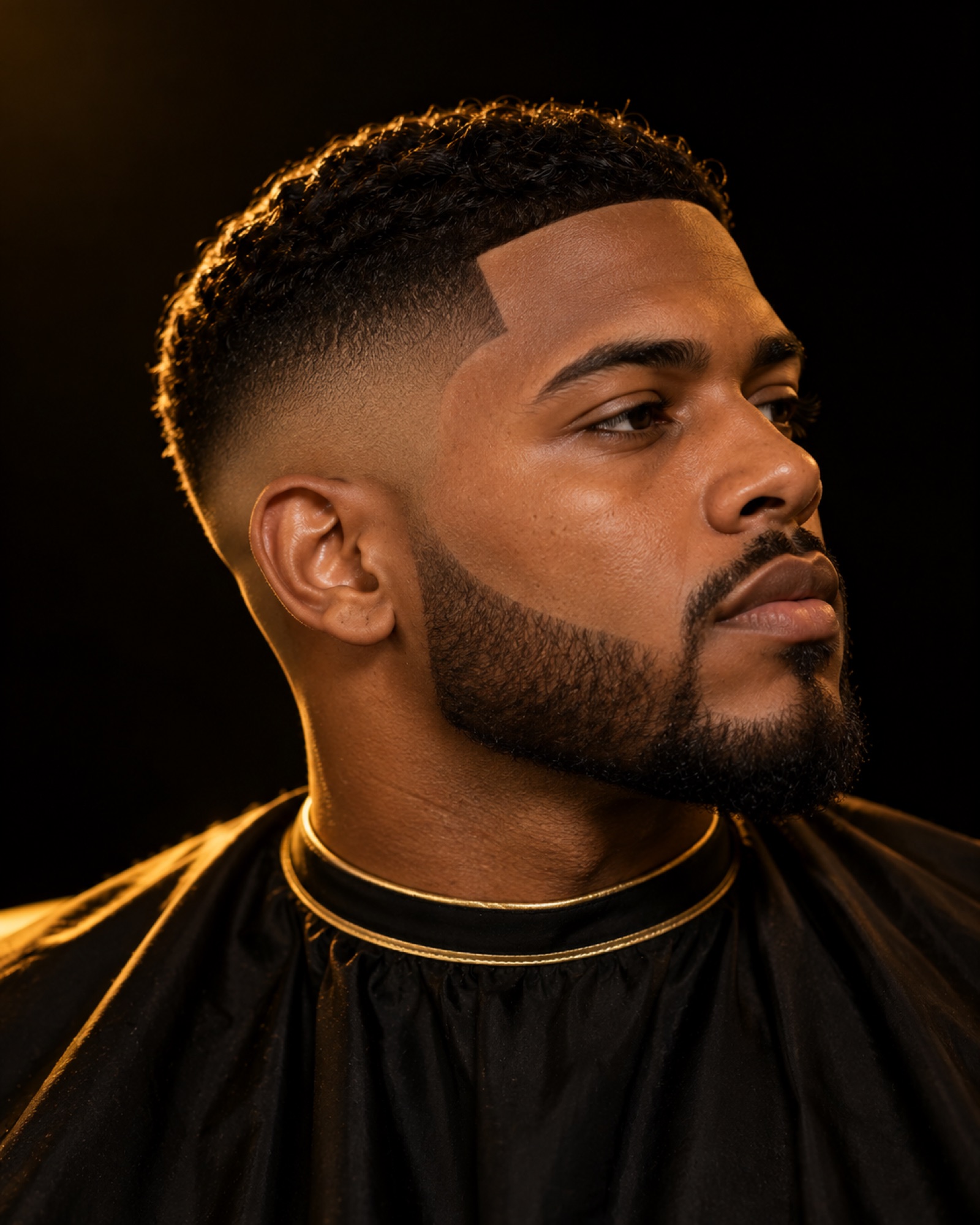 Sharp lineup with low skin fade and beard fade